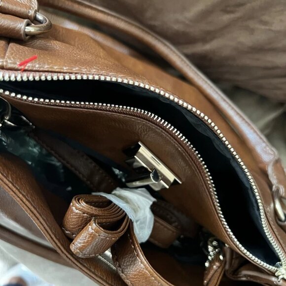 Aldo Women's Pebbled PVC Satchel Hobo Crossbody Bag Large Brown - Picture 6 of 7